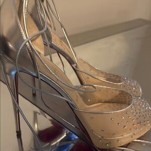 Elegant Silver Stiletto Heels Red Bottoms
